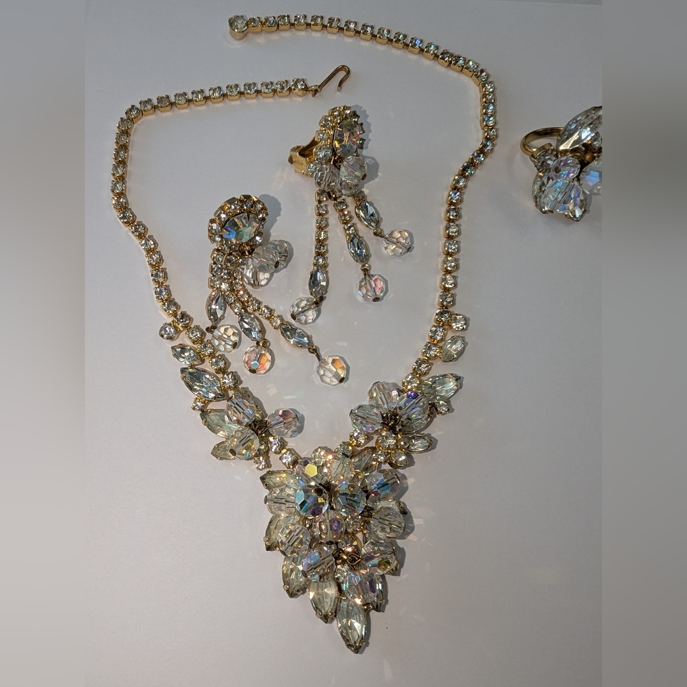 EVC 4 PIECE JULIANA GOLD TONE CLEAR & AB RHINESTONES - Picture 5 of 13